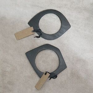 Handmade Black Matte Horn Geometric Bangles 2 Pcs Haiti - NEW